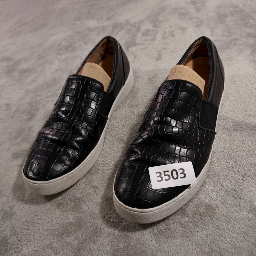 Vionic Demetra Slip On Sneakers Womens‎ 11 Black Croc Embossed Leather TVW5458-1